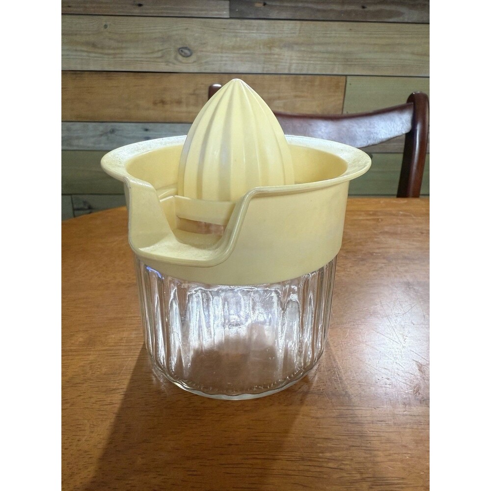 Vintage Chefmate Citrus Juicer Yellow Top with Glass Bowl